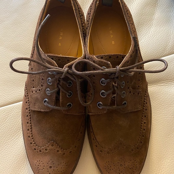 ZARA BROGUED BROWN SHOES - Picture 2 of 5